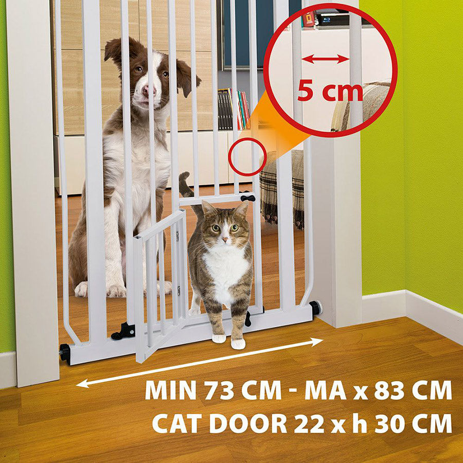 Ferplast Pet Gate with Cat Door – White Medium